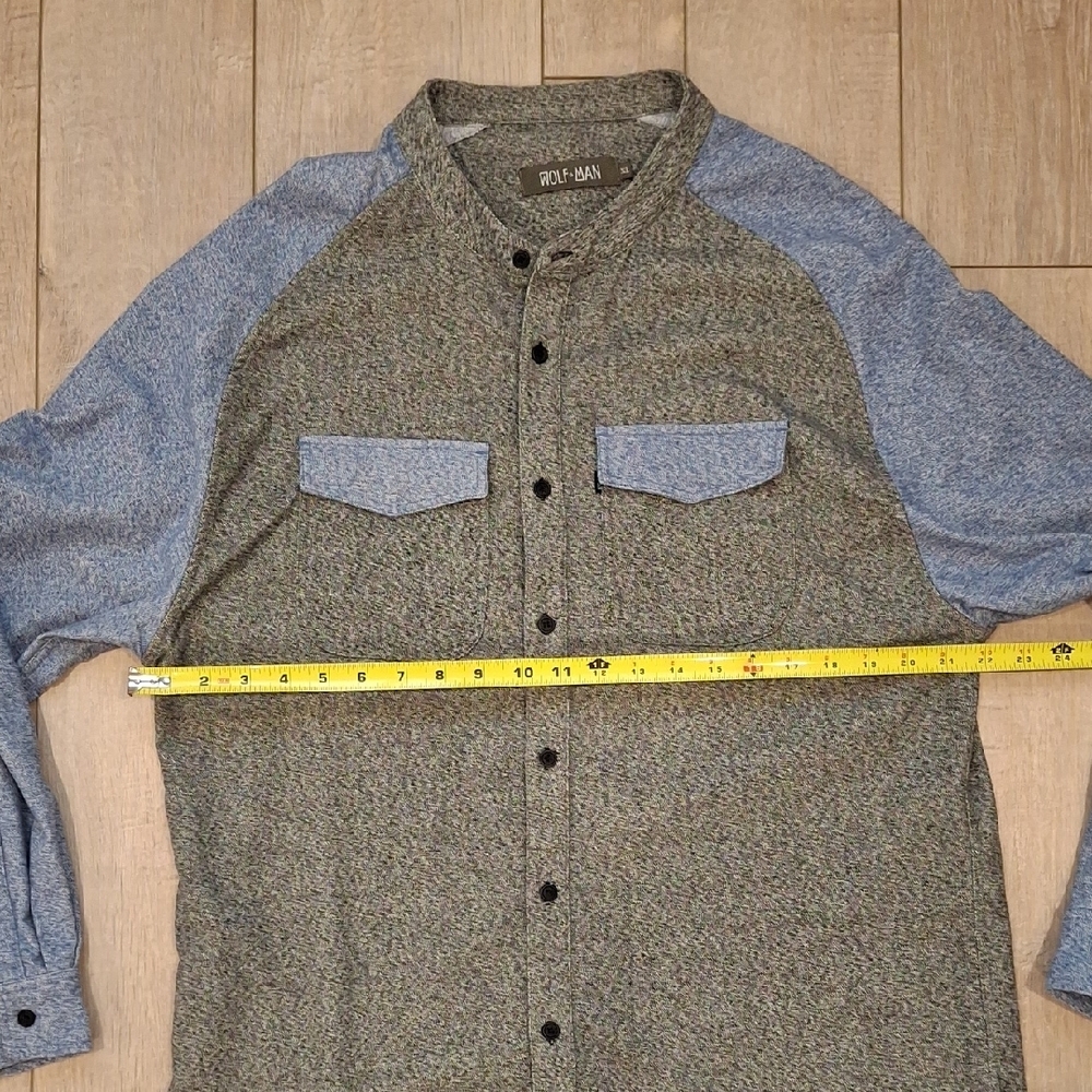Wolf & Man Gray and Blue Long Sleeve Over Shirt Size XL - Picture 6 of 8